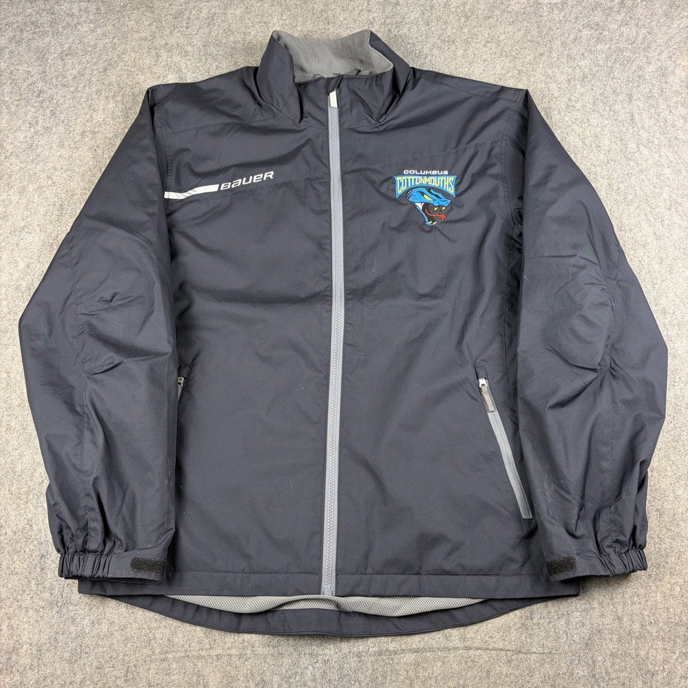 Columbus Cottonmouths Hockey Jacket Mens Medium Full Zip Black Bauer Windbreaker